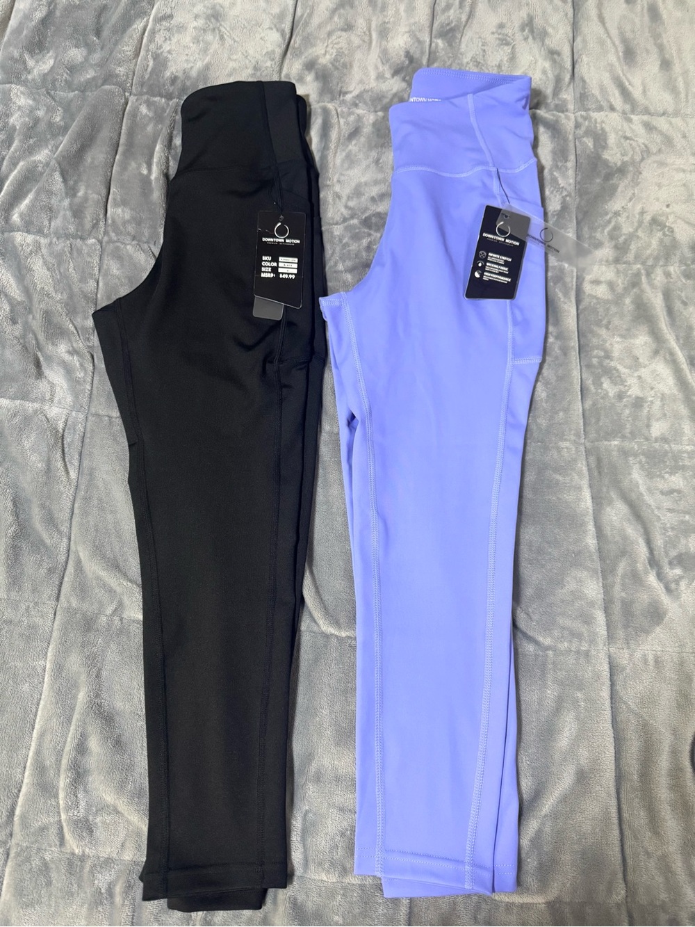 High-Rise Leggings for Women - Black & Lavender